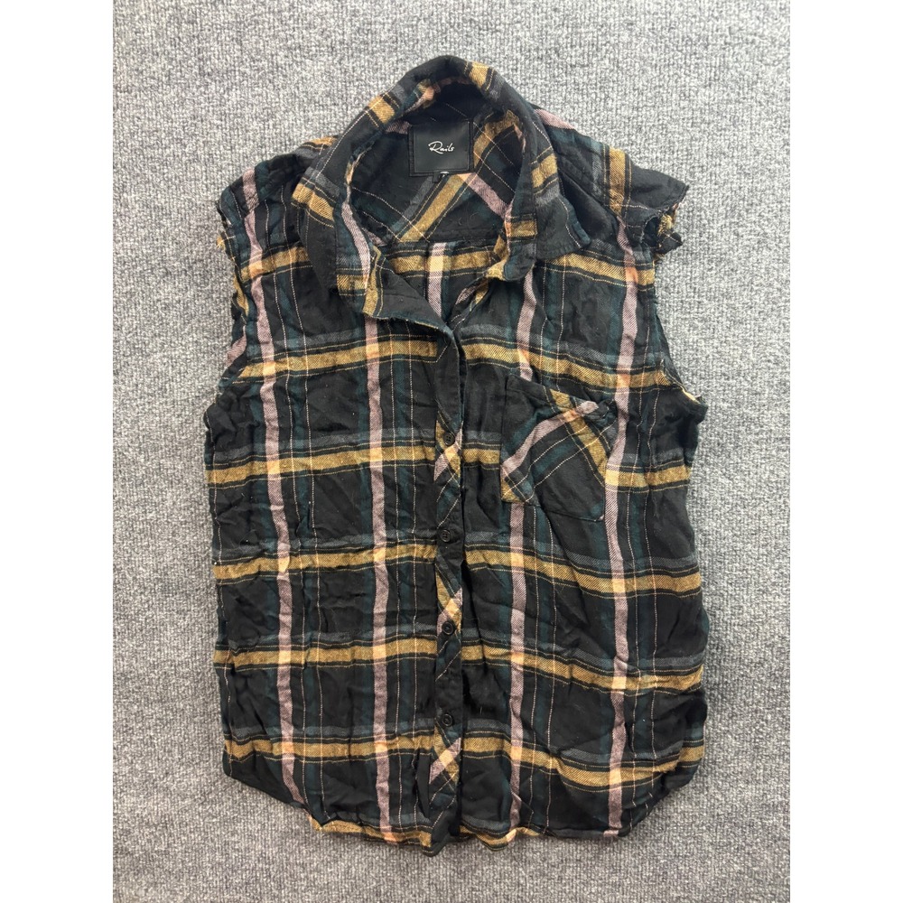 Rails Sleeveless Plaid Shirt Womens M Green Hunter Midnight Teal Mustard
